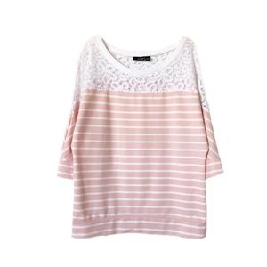 BUCKLE A.N.A. Pink and White Striped Lace Top
